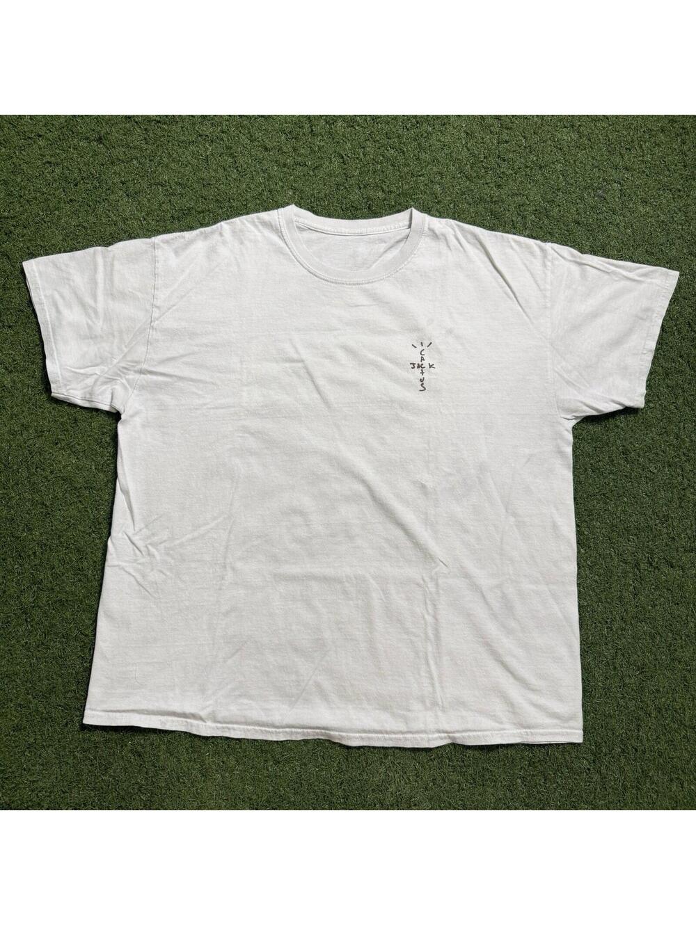 Travis Scott Cactus Jack Minimal Logo T-shirt White Sz XL Hippop Streetwear Y2K